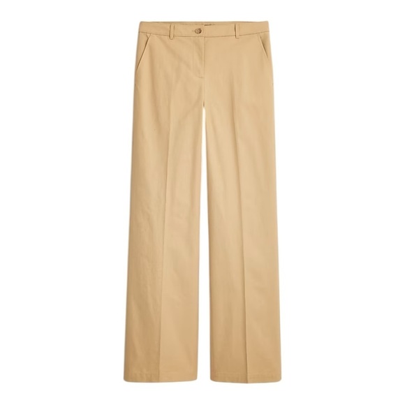 J Crew Full Length Wide Leg Trouser Coastal Khaki Beige Women Size 6 Linen Cotto - Picture 1 of 15